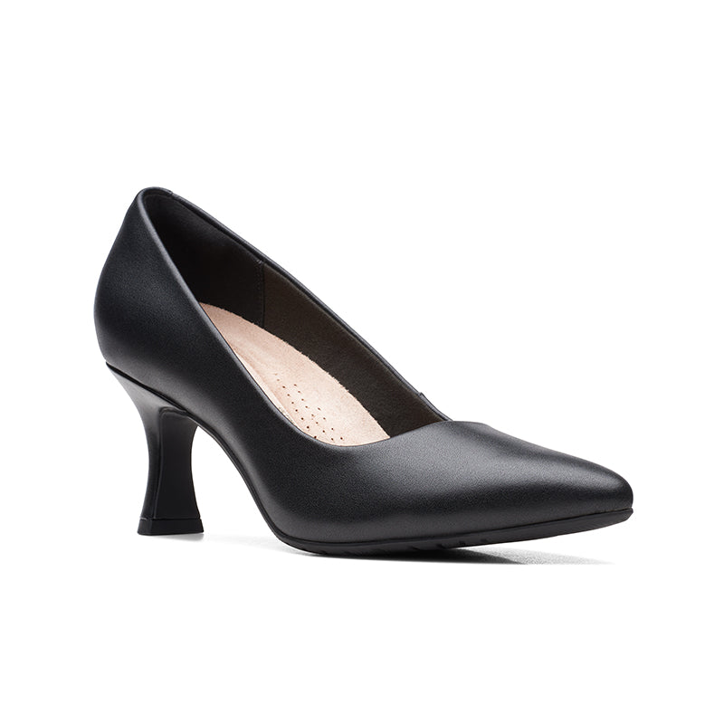 CLARKS Kataleyna Gem Women's Heels Black Leather Fashion Shoes