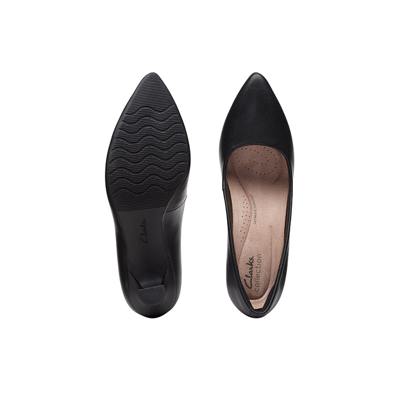 CLARKS Kataleyna Gem Women's Heels Black Leather Fashion Shoes