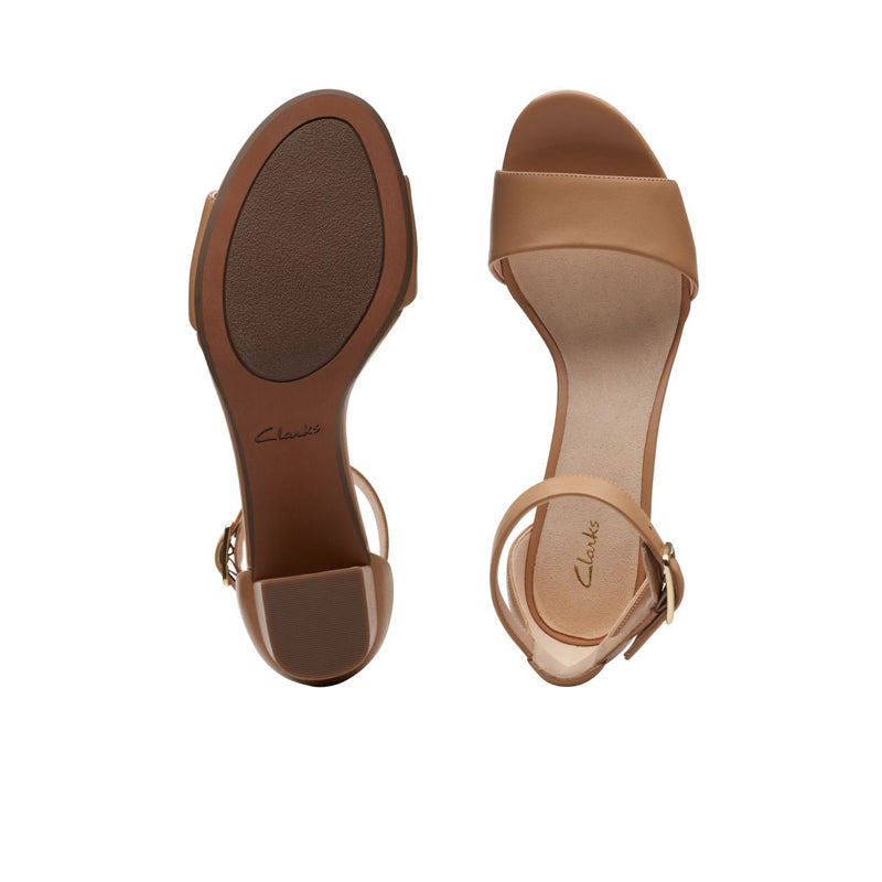 CLARKS Deva Mae Women's Sandals Camel Leather Fashion Shoes