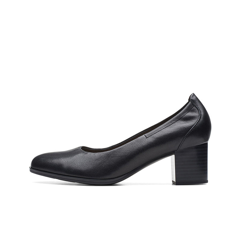 CLARKS Loken Step Women's Heels Black Leather Formal Shoes