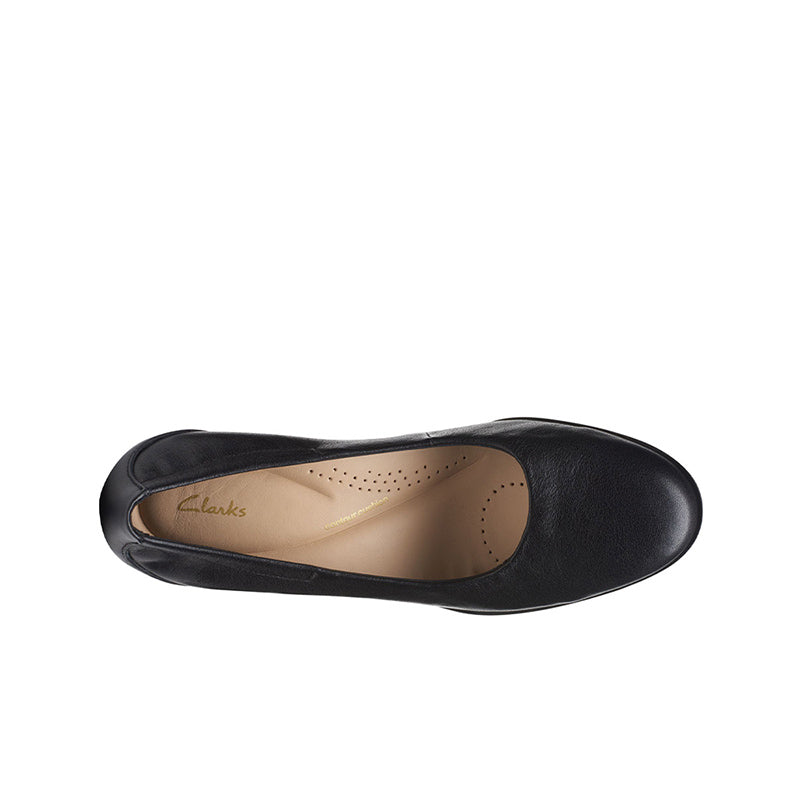 CLARKS Loken Step Women's Heels Black Leather Formal Shoes