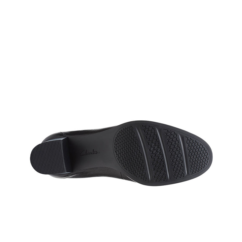 CLARKS Loken Step Women's Heels Black Leather Formal Shoes