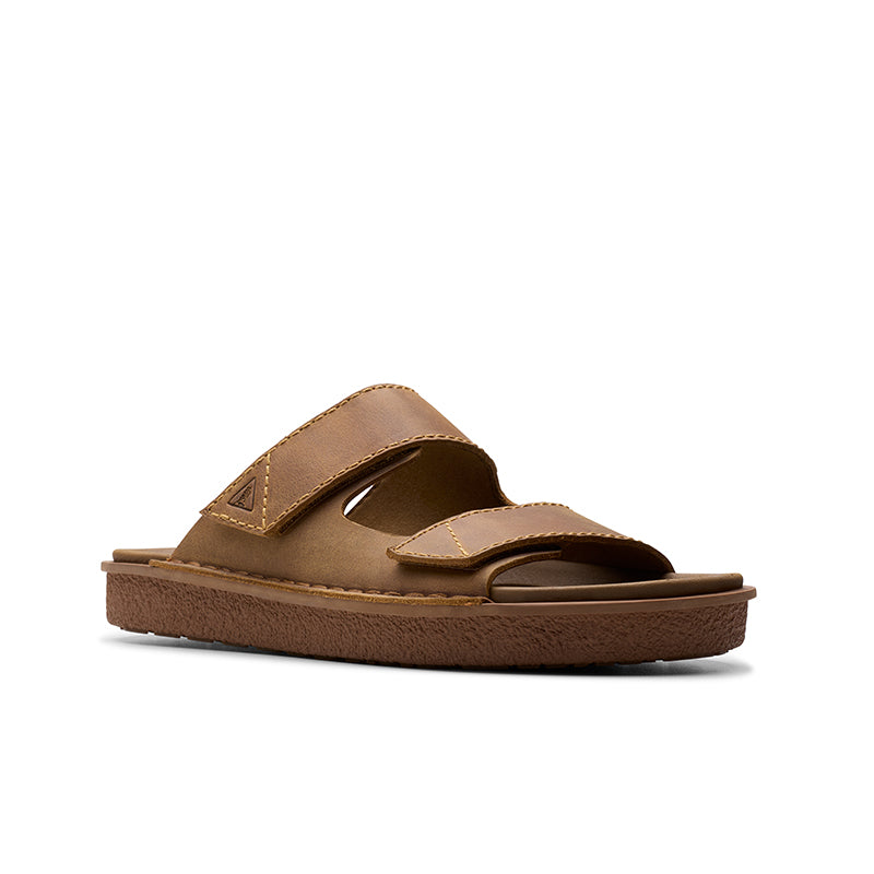 CLARKS Litton Strap Men's Slippers Khaki Leather Casual Shoes