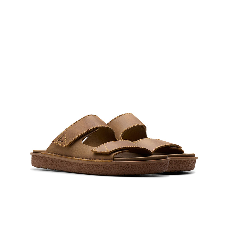 CLARKS Litton Strap Men's Slippers Khaki Leather Casual Shoes