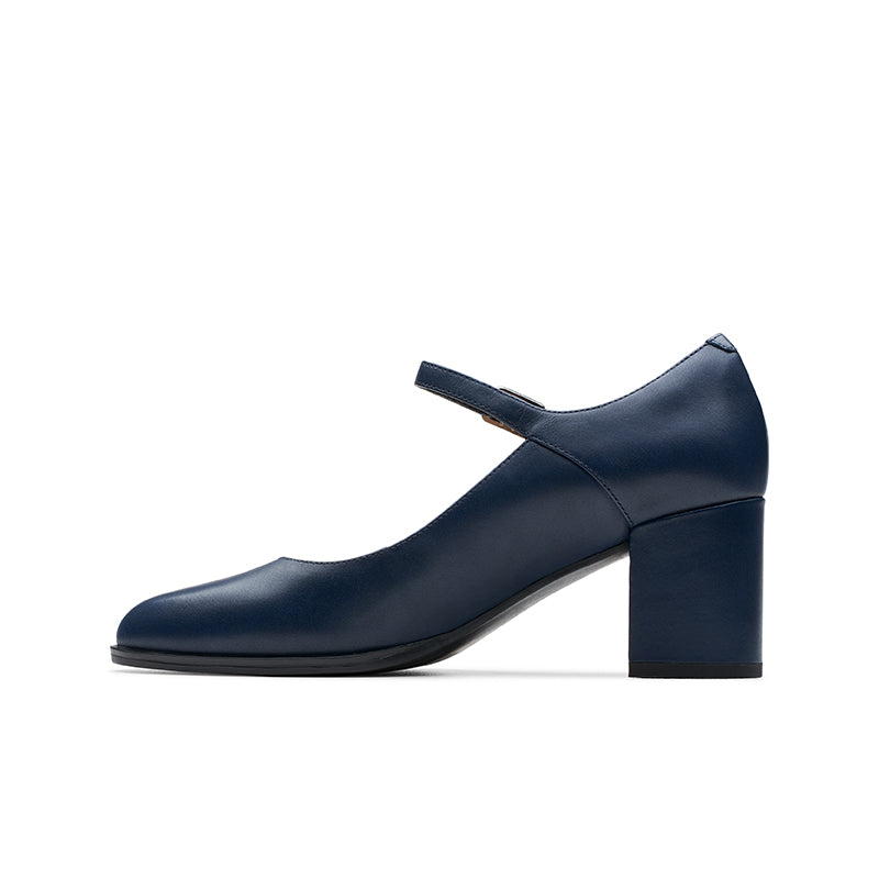 CLARKS Freva55 Strap Women's Sandals Dark Blue Leather Formal Shoes