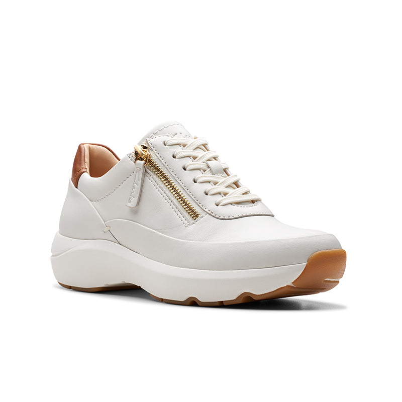 CLARKS Tivoli Zip Women's Sneakers Beige Leather Casual Shoes