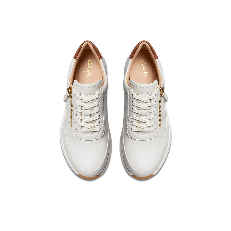 CLARKS Tivoli Zip Women's Sneakers Beige Leather Casual Shoes