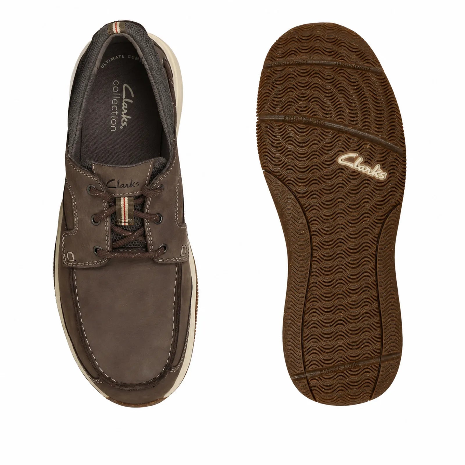 Brown lace-up sneakers with cushioned insole and wavy rubber outsole