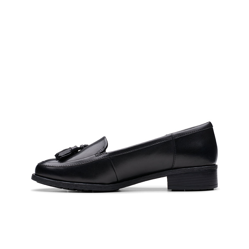 CLARKS Havisham Edge Women's Loafers Black Leather Casual Shoes