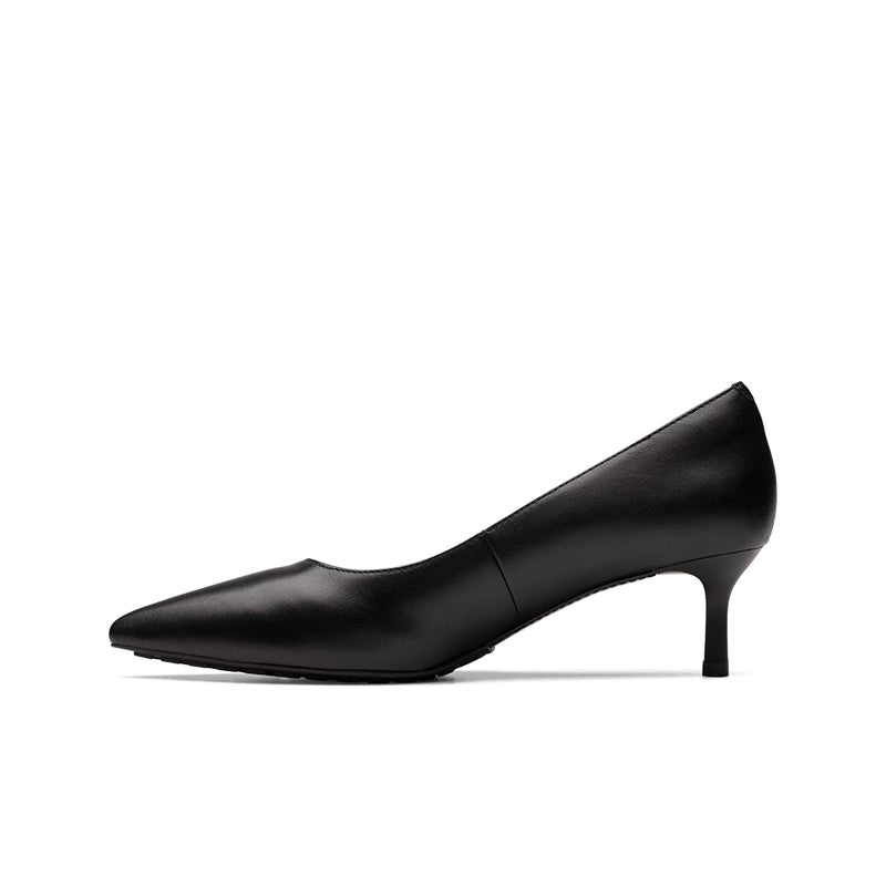 CLARKS Adela Court Women's Heels Black Sheepskin Formal Shoes