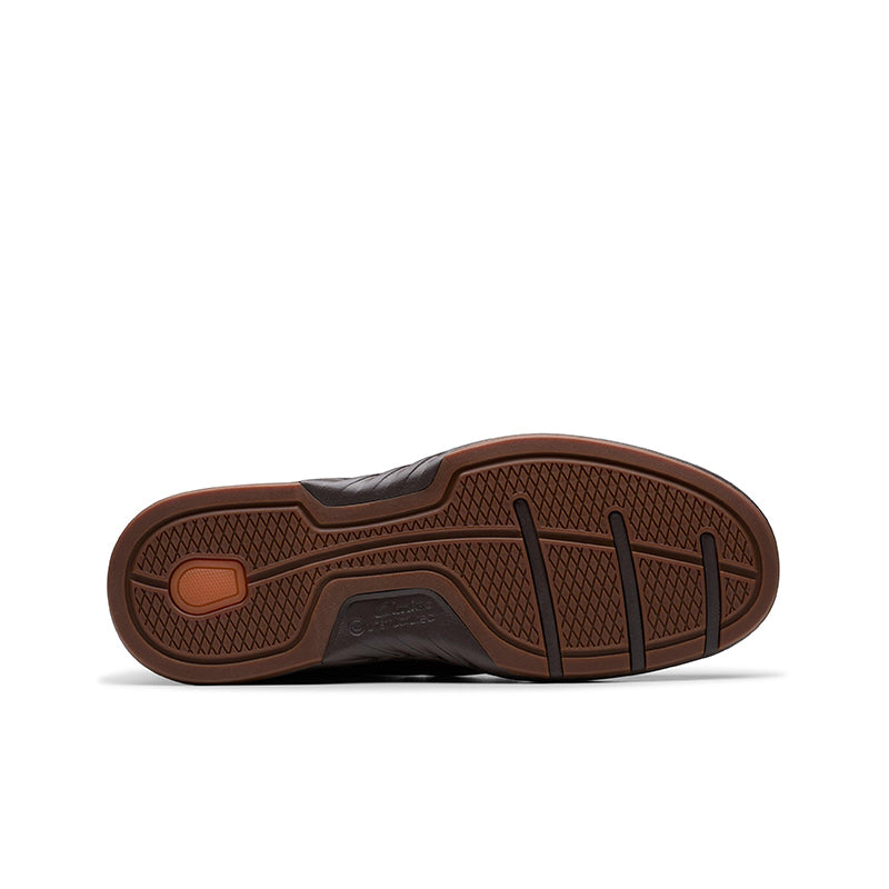 Men's brown leather business shoe outsole with tread pattern