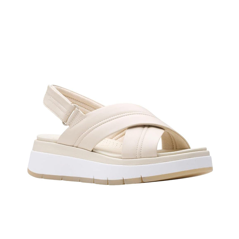 CLARKS Tuscan Cross Women's Sandals Cream White Leather Casual Shoes