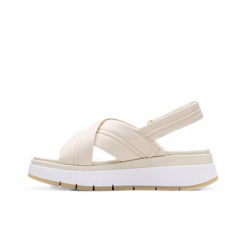 CLARKS Tuscan Cross Women's Sandals Cream White Leather Casual Shoes