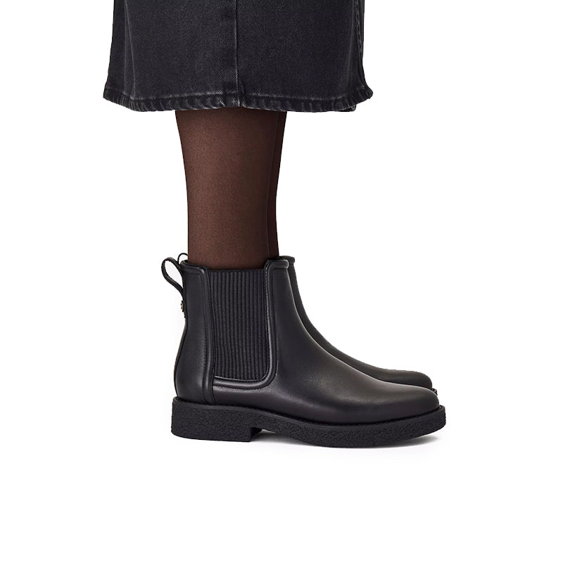 CLARKS Nella Top Women's Boots Black Leather Slip-on Casual Shoes