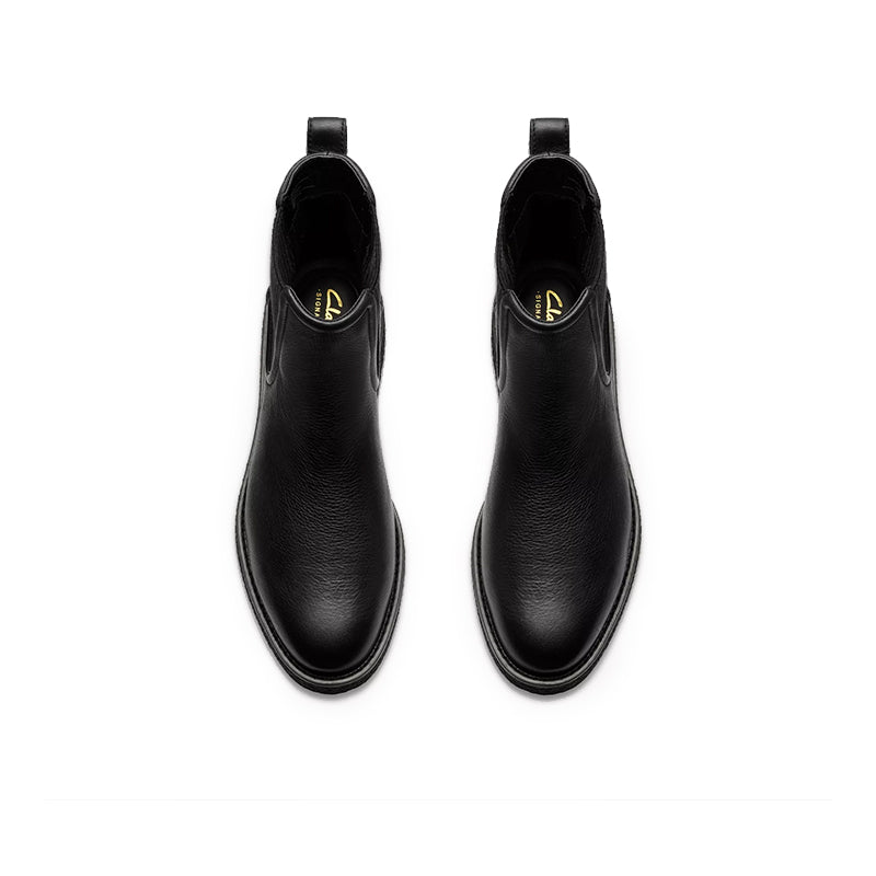 CLARKS Nella Top Women's Boots Black Leather Slip-on Casual Shoes