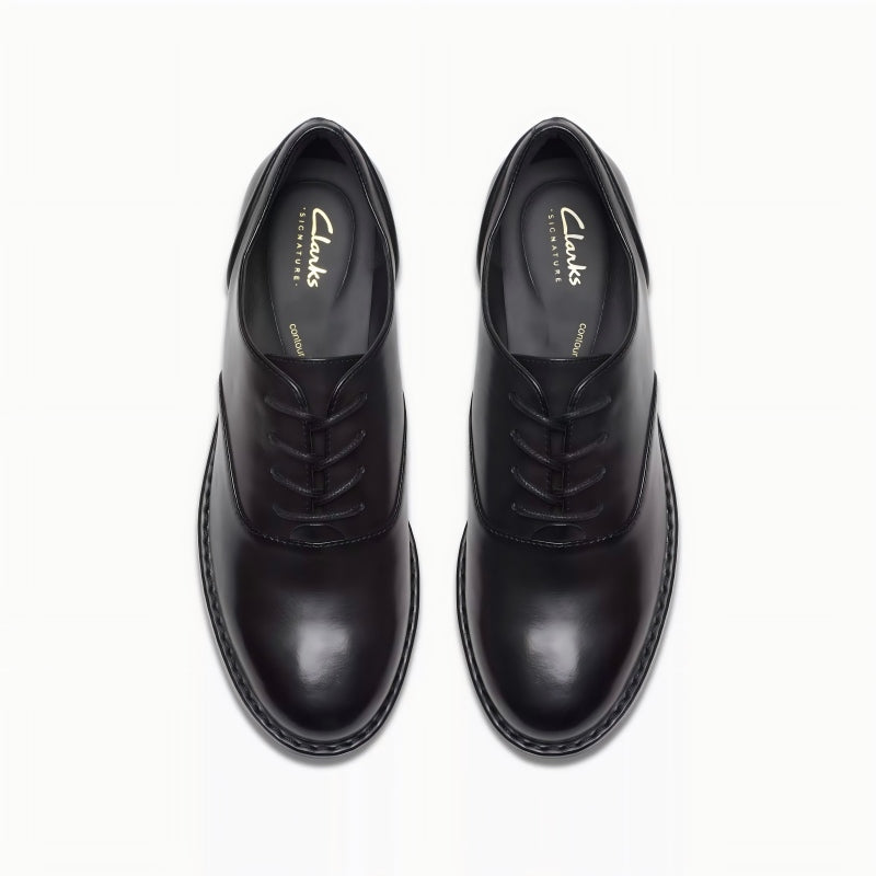 Clarks Hana Walk Women's Black Leather Fashionable Formal attire Shoes 26183045