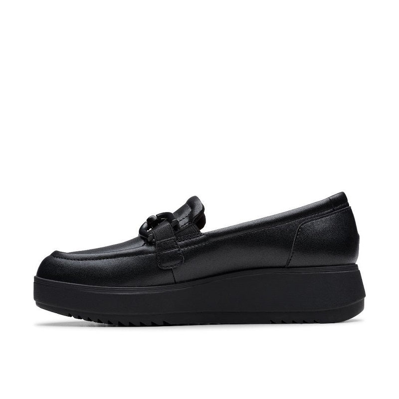 Clarks Zylah Top Loafers Women's Black Leather Casual Fashion Shoes 26184335