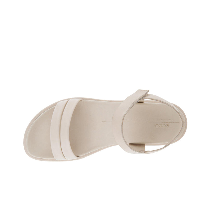 Beige wedge sandals with open toe and two side straps