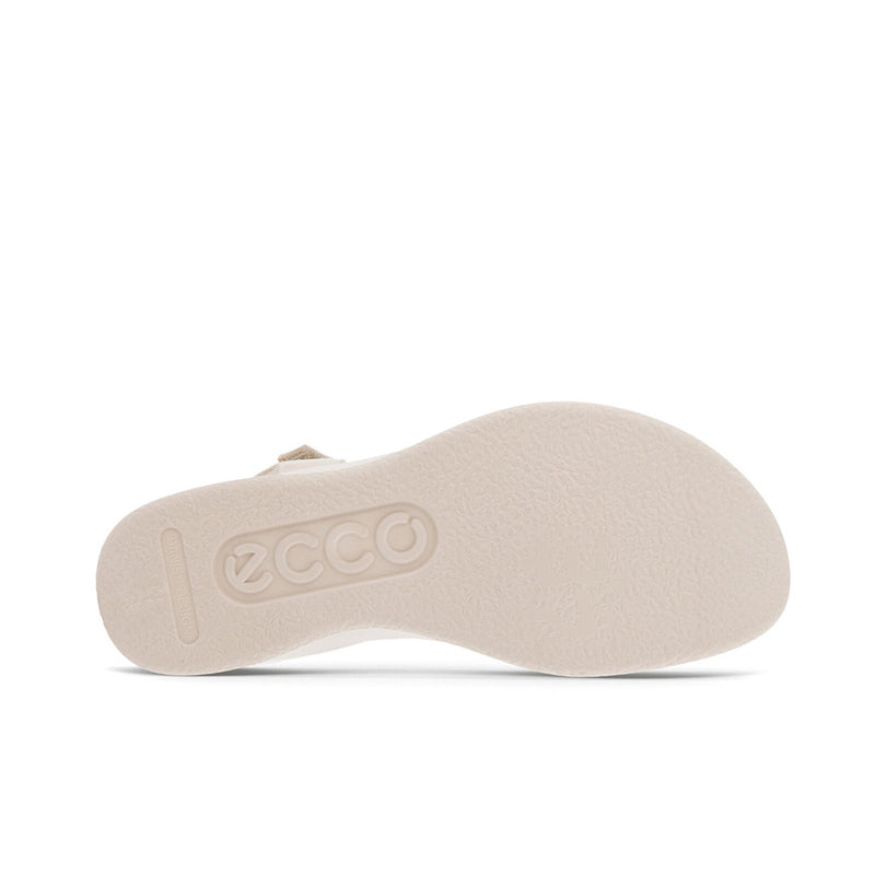 Beige sandal outsole with ECCO logo and textured grip tread