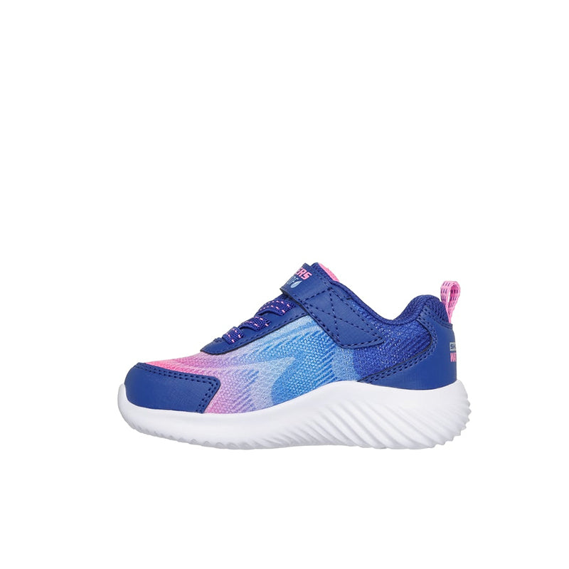 Girls low-top sneakers in navy, light blue and pink, with strap and laces