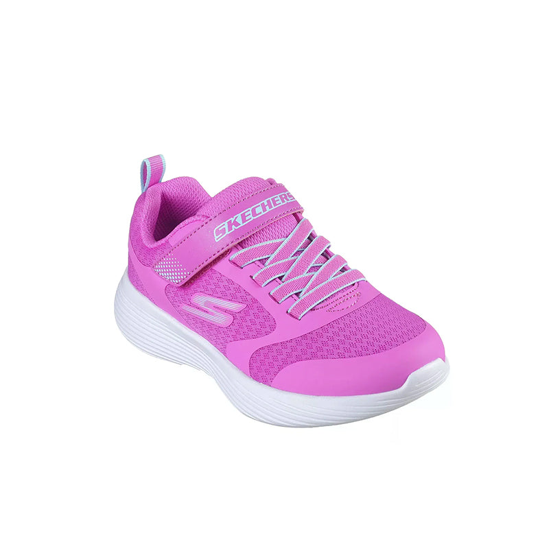 Girls' pink mesh sneakers with hook-and-loop strap and white cushioned sole