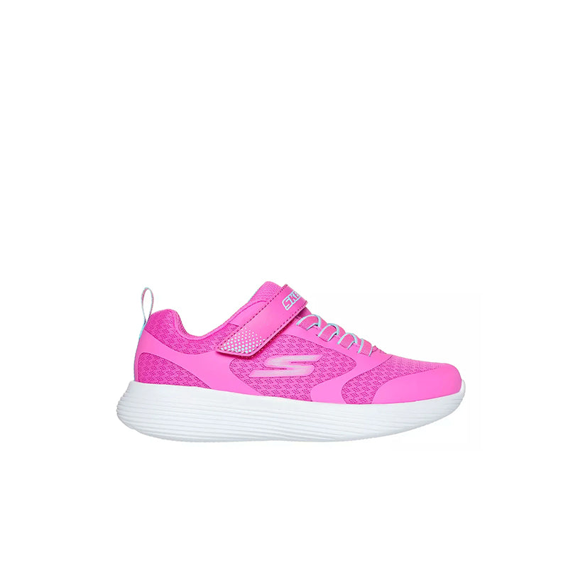 Girls' pink lace-up sneakers with mesh panels and white cushioned platform sole