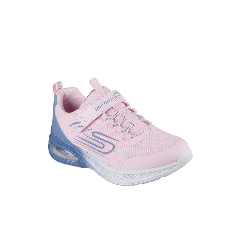 Girls' pink sneakers with blue side panels, lace-up design, air-cushion sole