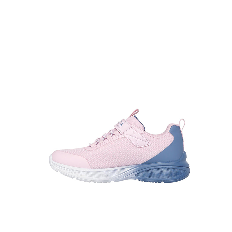Girls' pink low-top sneakers with blue side accents and cushioned sole