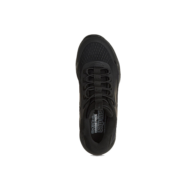 Girls' sneaker insole view with Skechers branding on black footbed