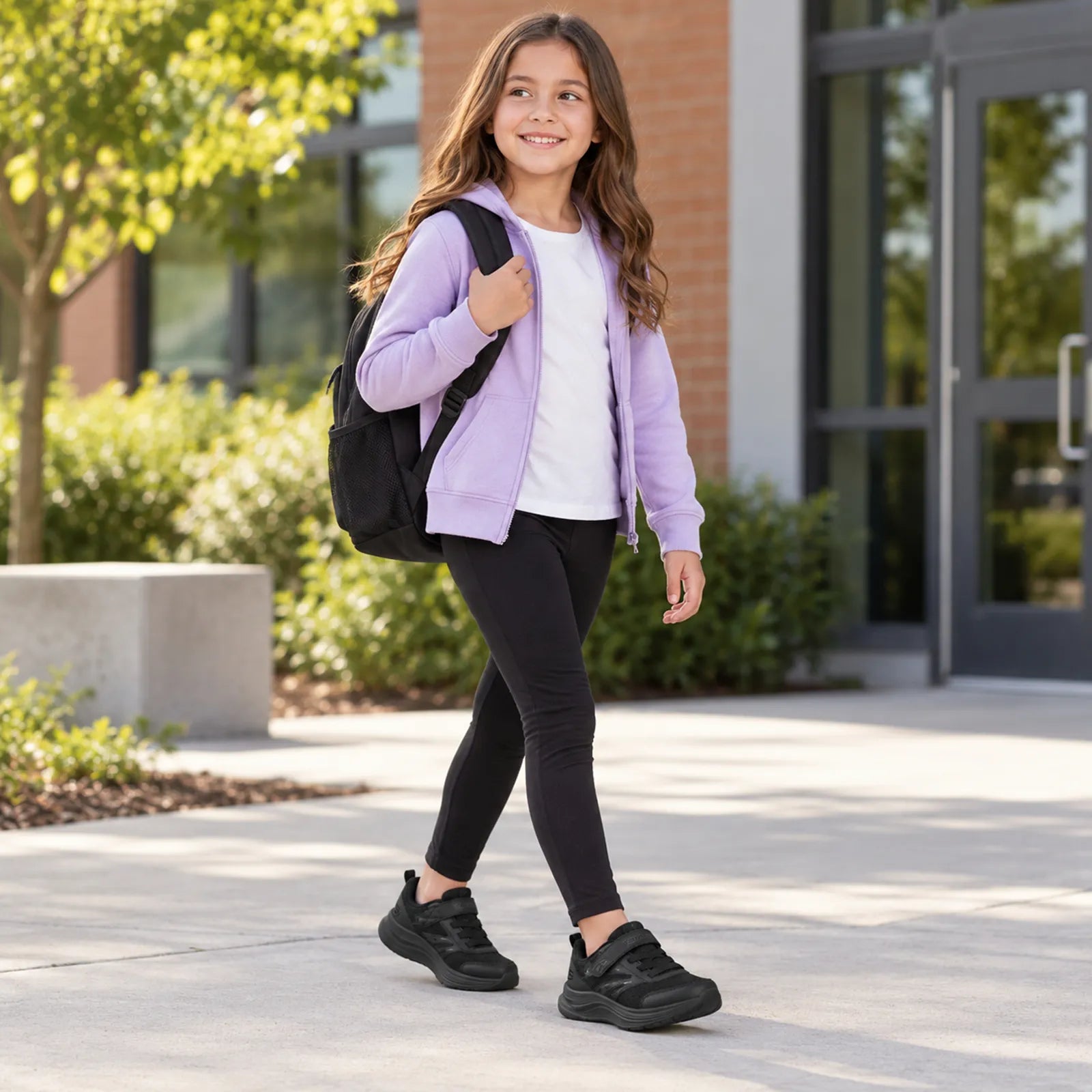 Skechers Streamline black school trainers with easy adaptive closure