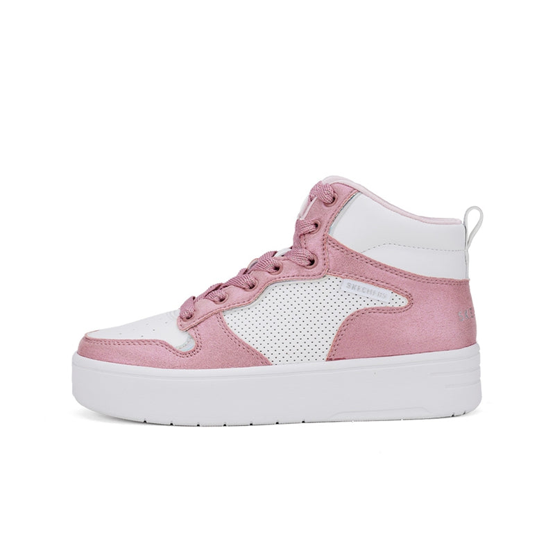 Skechers Court High Girl's Boots White Pink Fashion Casual Shoes 310192L