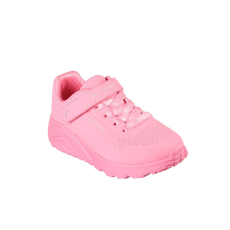 Girl's pink casual sneakers with hook-and-loop strap and cushioned sole