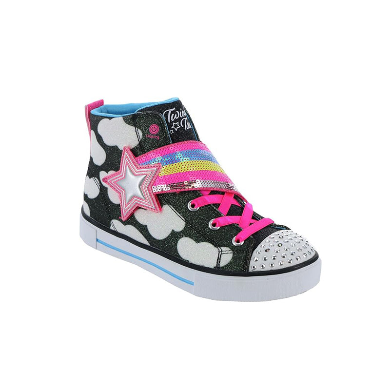 Skechers Twinkle Sparks Girl's Flats Boots Black Multi Casual Shoes 314775