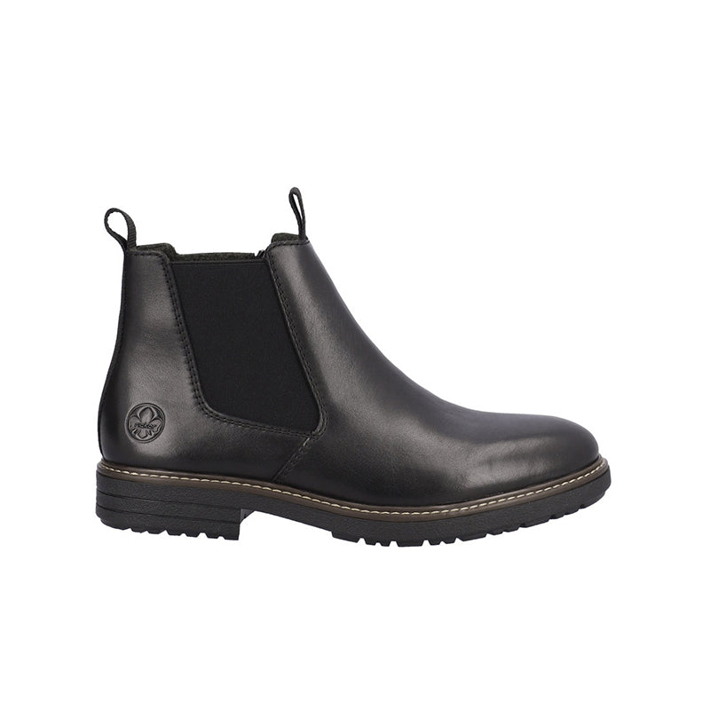 Rieker Men's Chelsea Boots Black Leather Classic Zip Shoes 33180