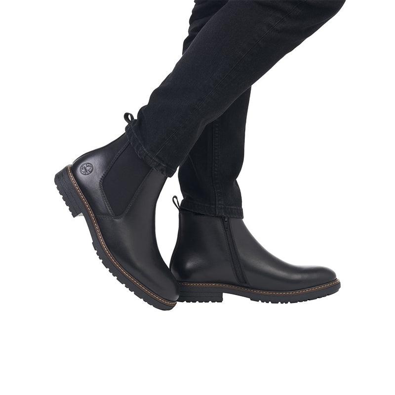 Rieker Men's Chelsea Boots Black Leather Classic Zip Shoes 33180