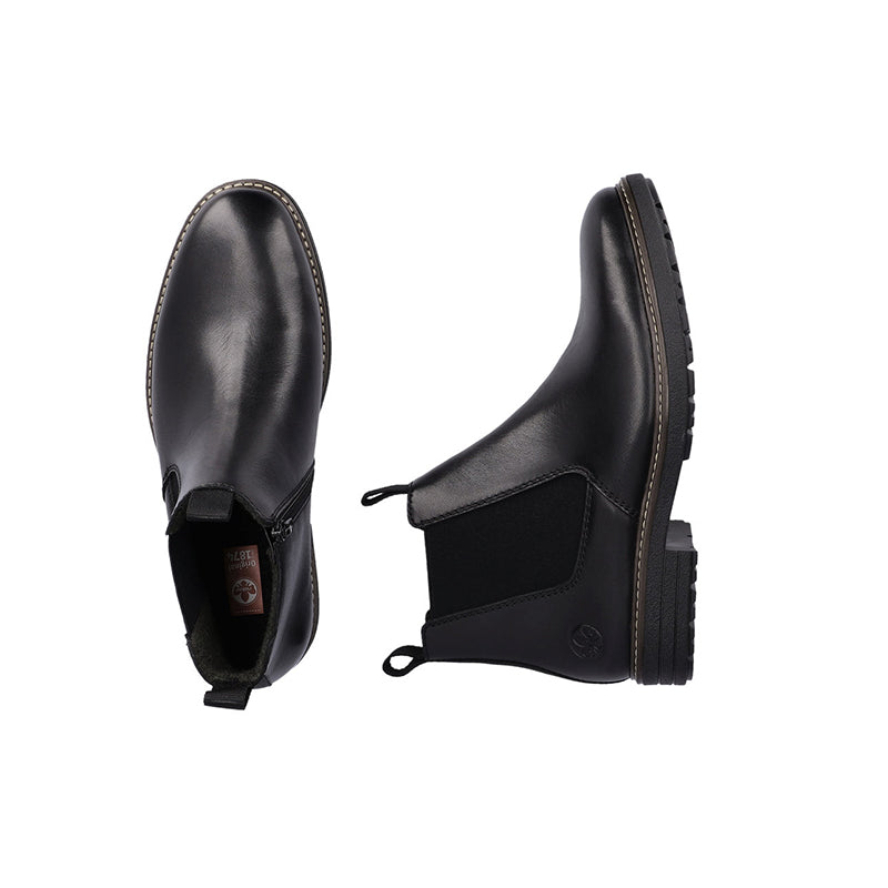 Rieker Men's Chelsea Boots Black Leather Classic Zip Shoes 33180