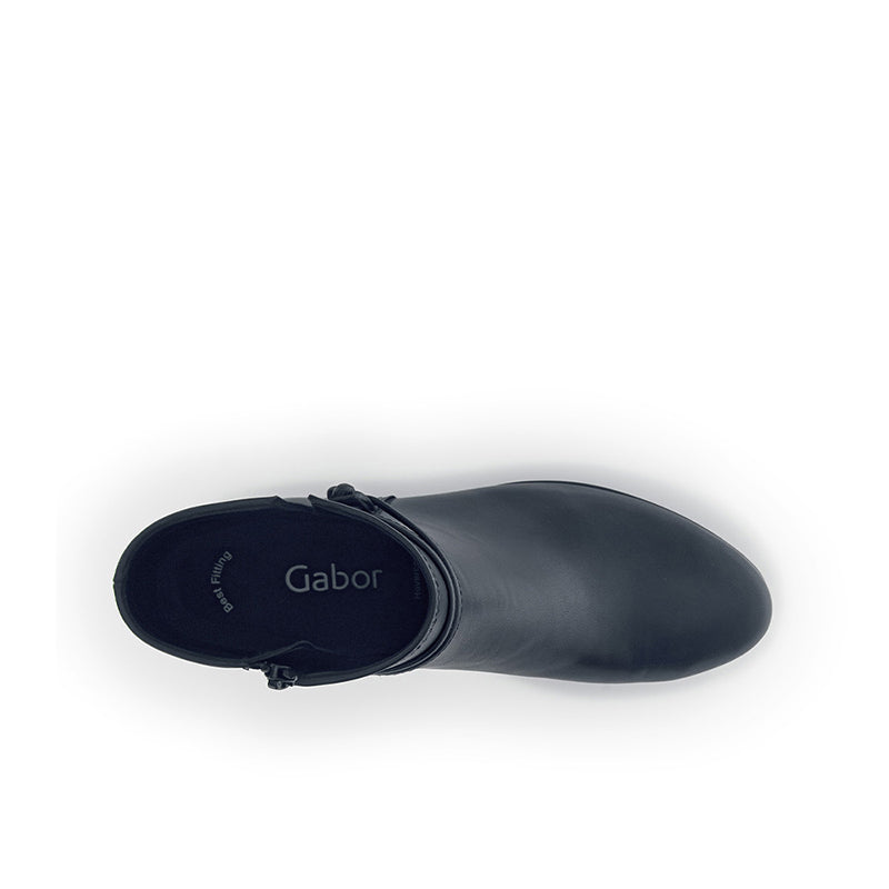 Women¡¯s dark navy leather ankle boots with Gabor-branded insole and side zip