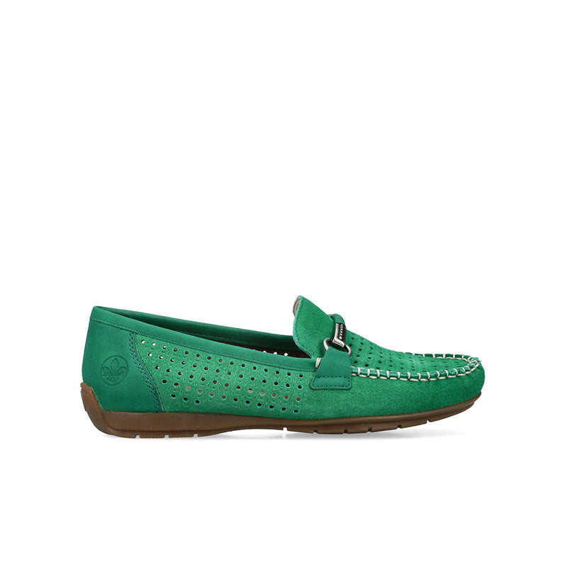 Rieker Women's Loafers Green/Bule Slip-on Casual Shoes 40253