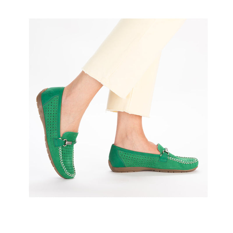 Rieker Women's Loafers Green/Bule Slip-on Casual Shoes 40253