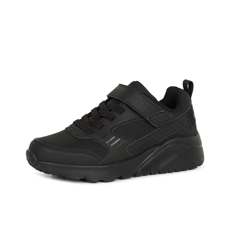 Black boys lace-up sneakers with padded collar and grippy rubber sole
