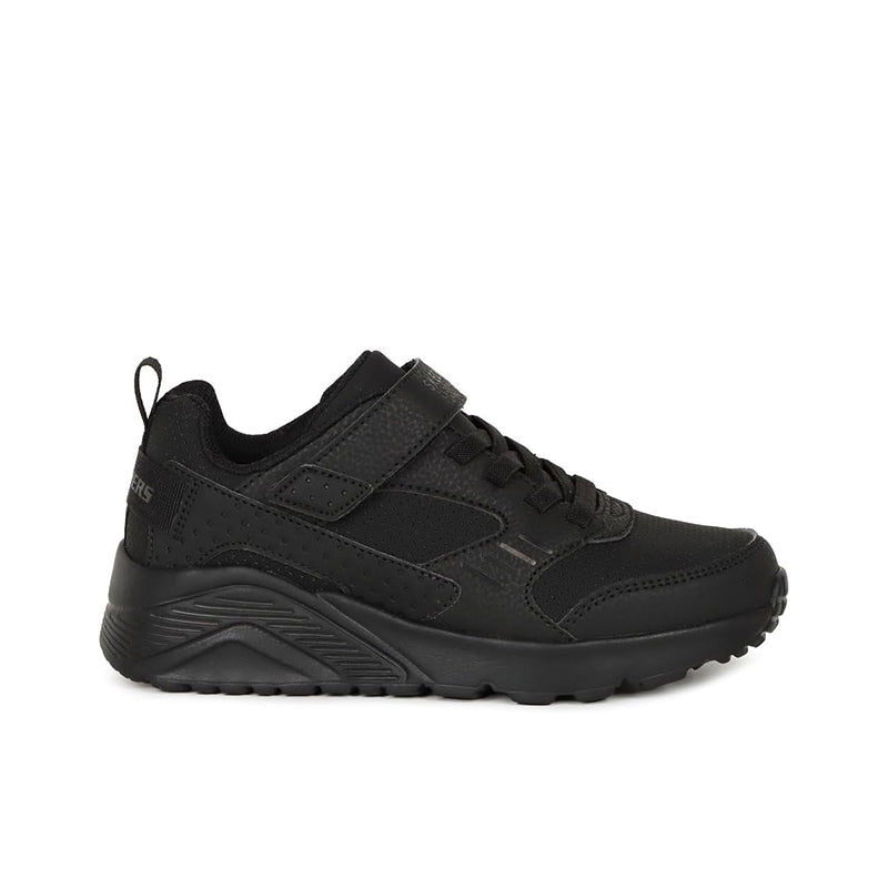 Black boys lace-up sneakers with strap detail and chunky tread sole