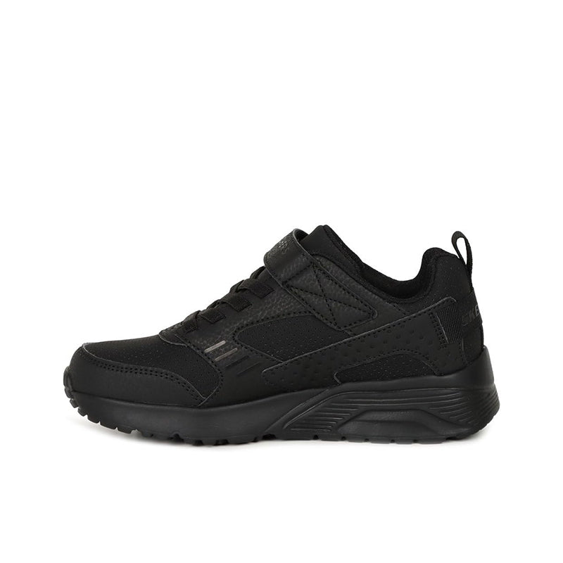 Black boys lace-up sneakers with textured upper and chunky tread sole