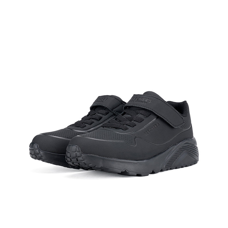 Boys black sneaker with lace-up closure and chunky rubber outsole