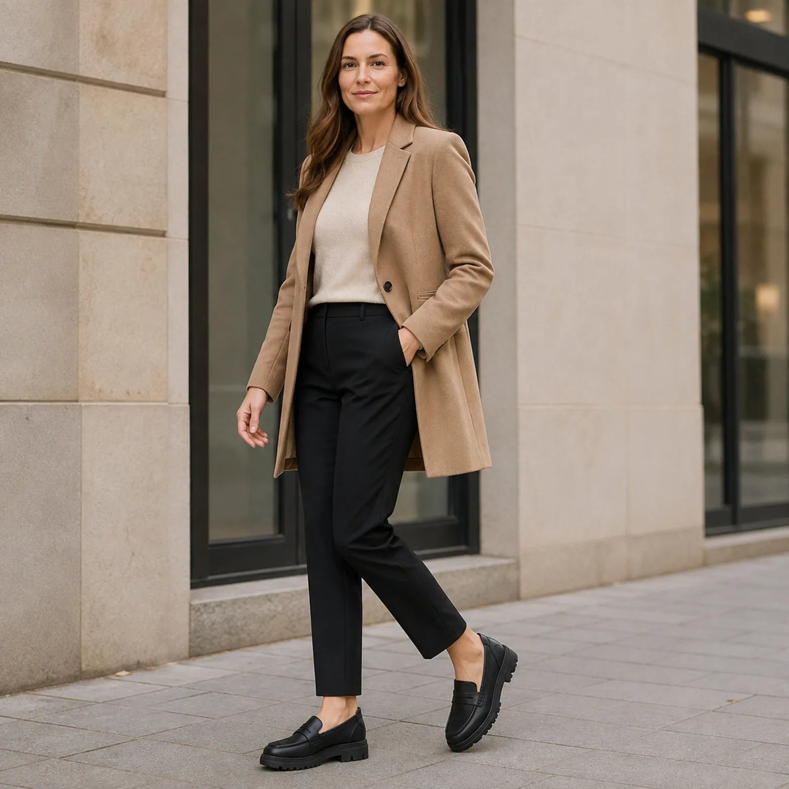 Rieker women's black loafers styled for office wear, casual outfits and everyday lifestyle