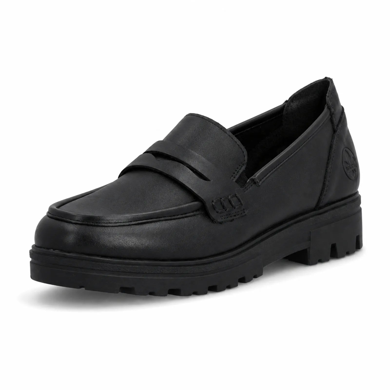 Rieker women's black loafers with extra wide H fit and lightweight PU sole, main product view