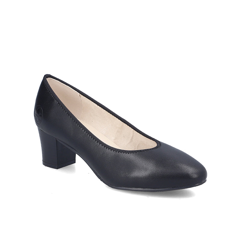 Rieker Women's Heels Lightweight Leather Black Work Shoes 44650