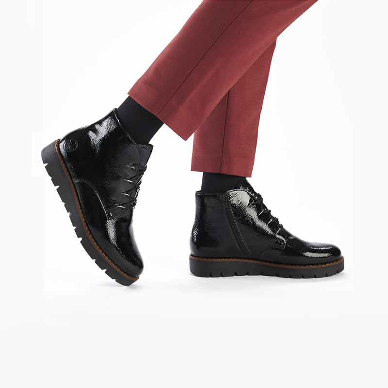 Rieker Women's Boots Black/Red Fashion Lace-up Ankle Boots 44902