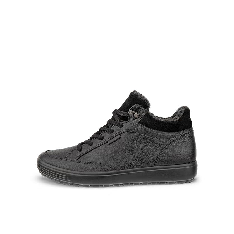 Women’s mid-cut black nubuck lace-up boots with stitched side panels