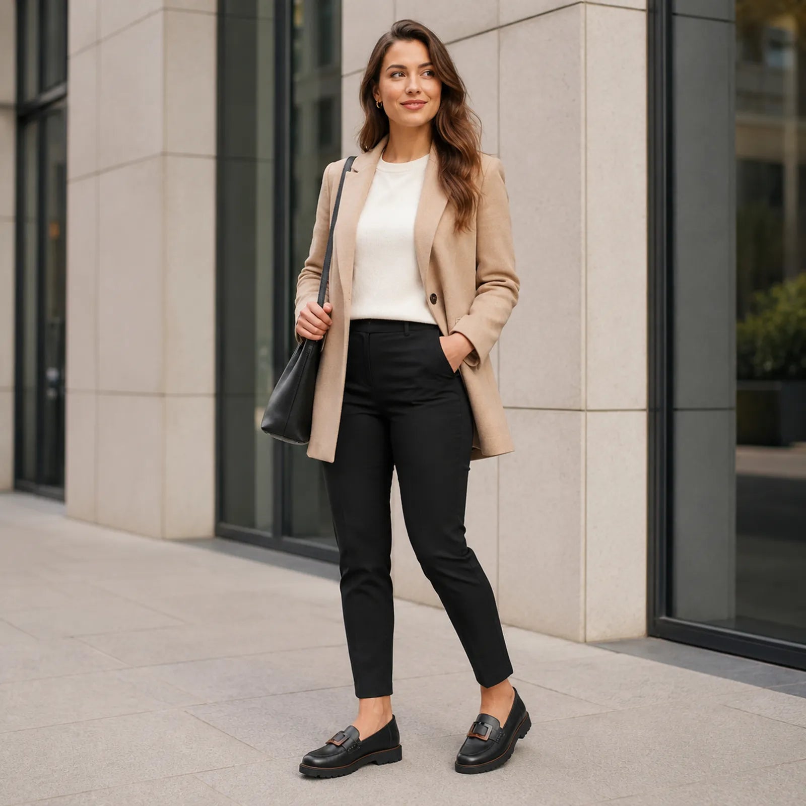 Rieker women's black loafers styled for work, casual outfits and everyday lifestyle wear
