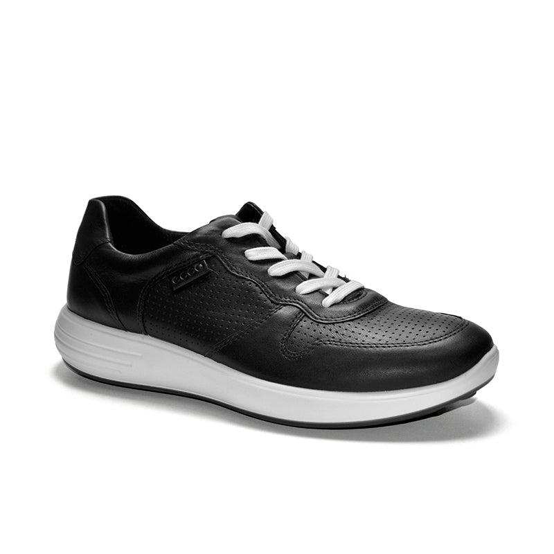 ECCO Soft 7 Men's Sneakers Black Leather Lace Up Casual Shoes 460634